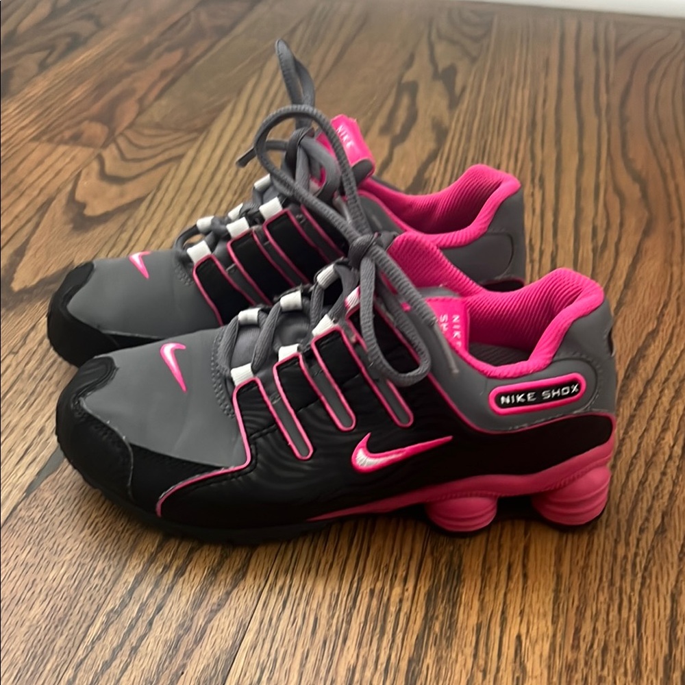 Cute Youth Nike Shox- Black, Gray, & Pink Sneakers